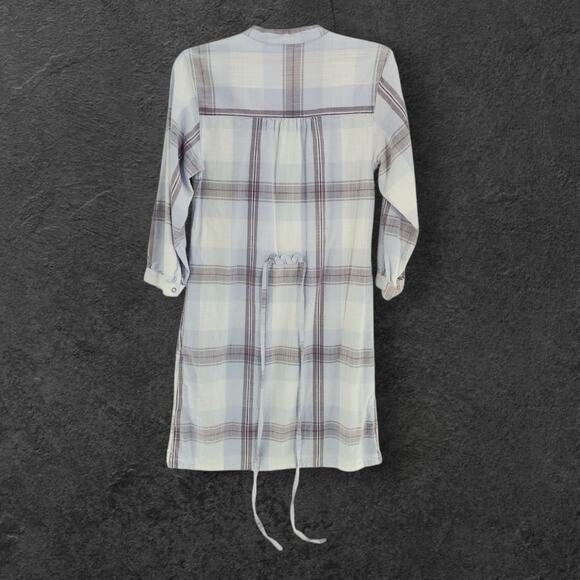 Patagonia Dress Women's Sz 2 Mini Plaid 3/4 Sleeve Tie Waist Flannel - Picture 3 of 5